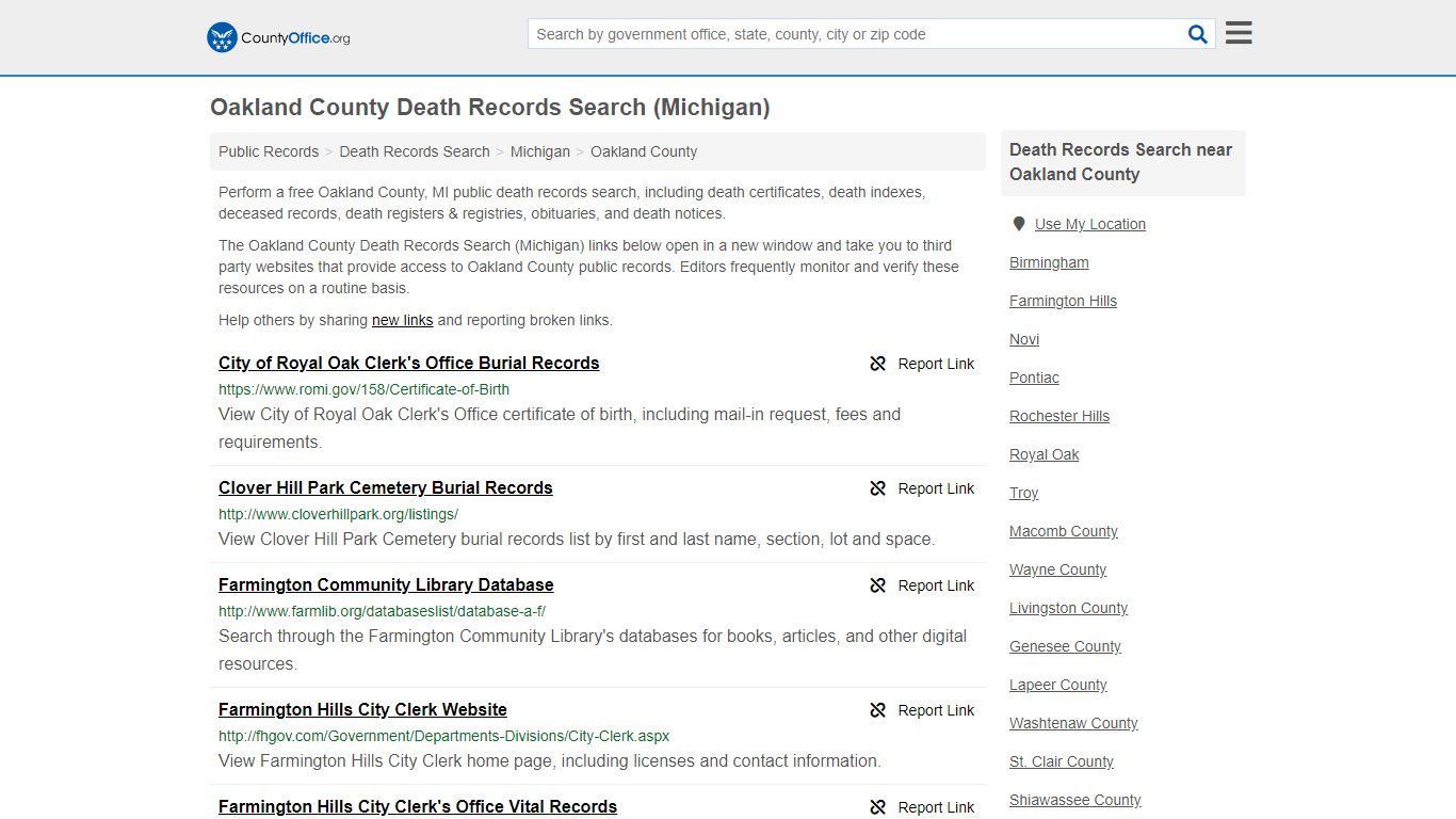 Death Records Search - Oakland County, MI (Death ...