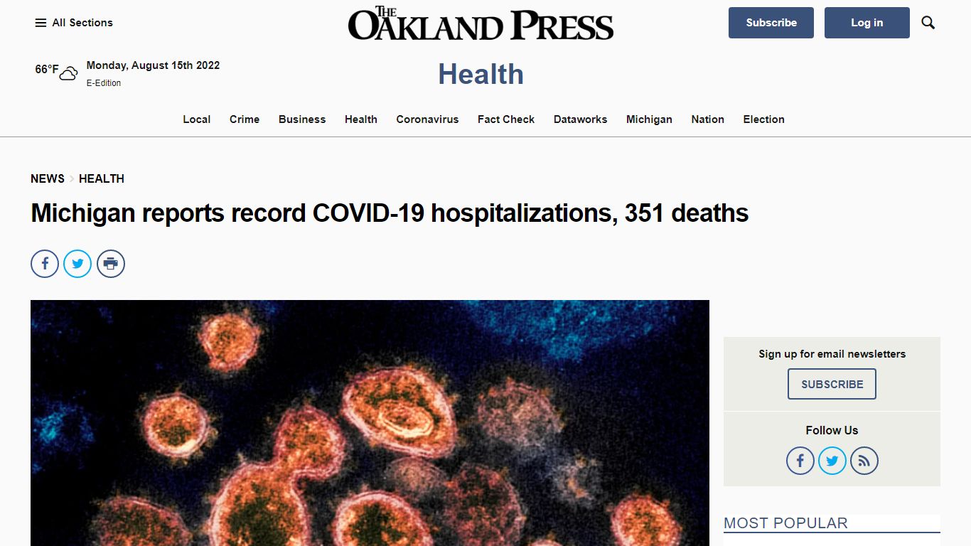 Michigan reports record COVID-19 hospitalizations, 351 ...